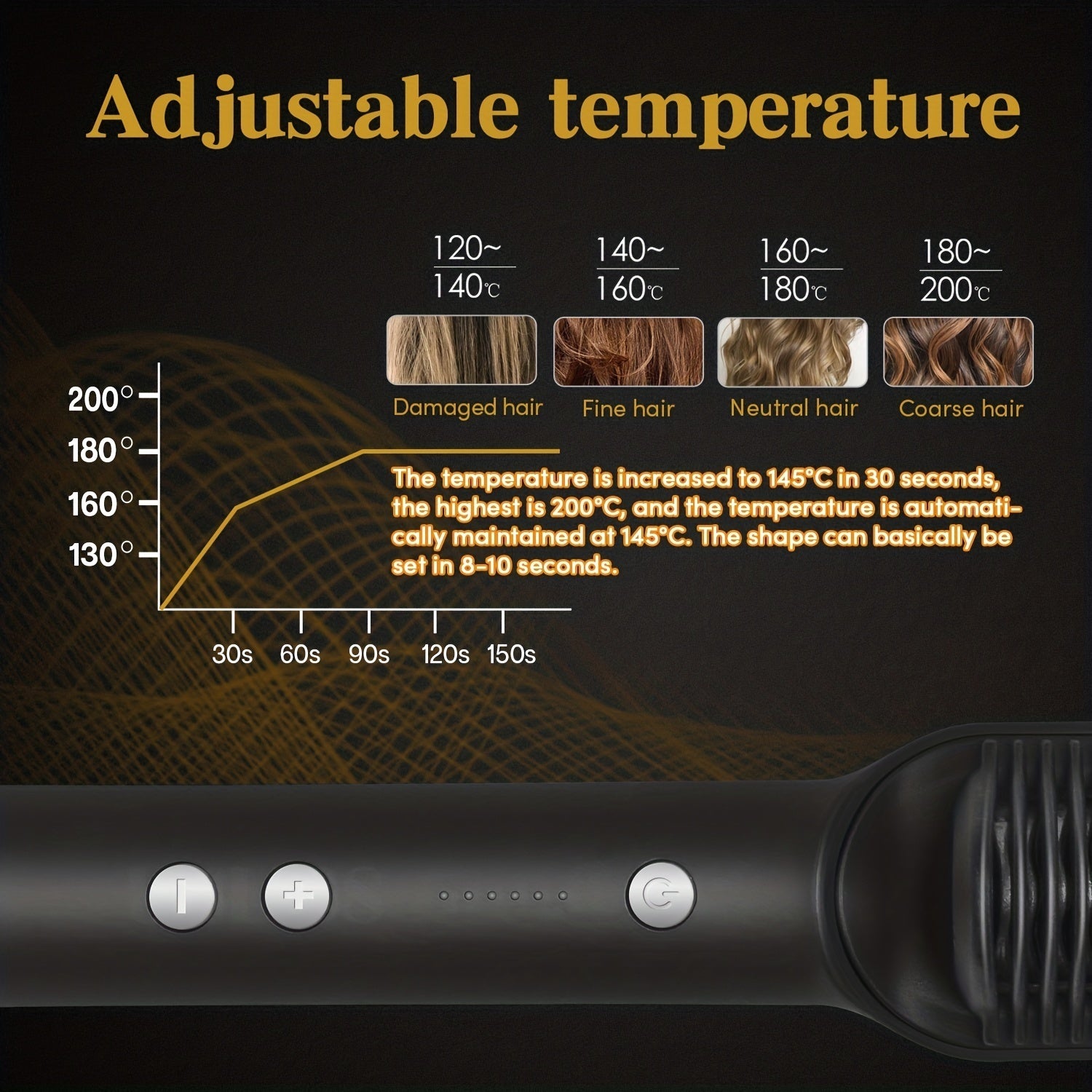 Electric Hair Straightener Brush Hot Comb Adjustment Heat Brush