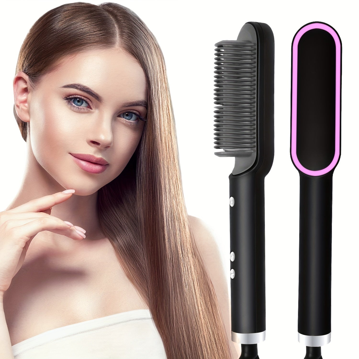 Electric Hair Straightener Brush Hot Comb Adjustment Heat Brush