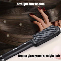 Electric Hair Straightener Brush Hot Comb Adjustment Heat Brush