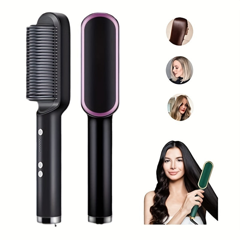 Electric Hair Straightener Brush Hot Comb Adjustment Heat Brush